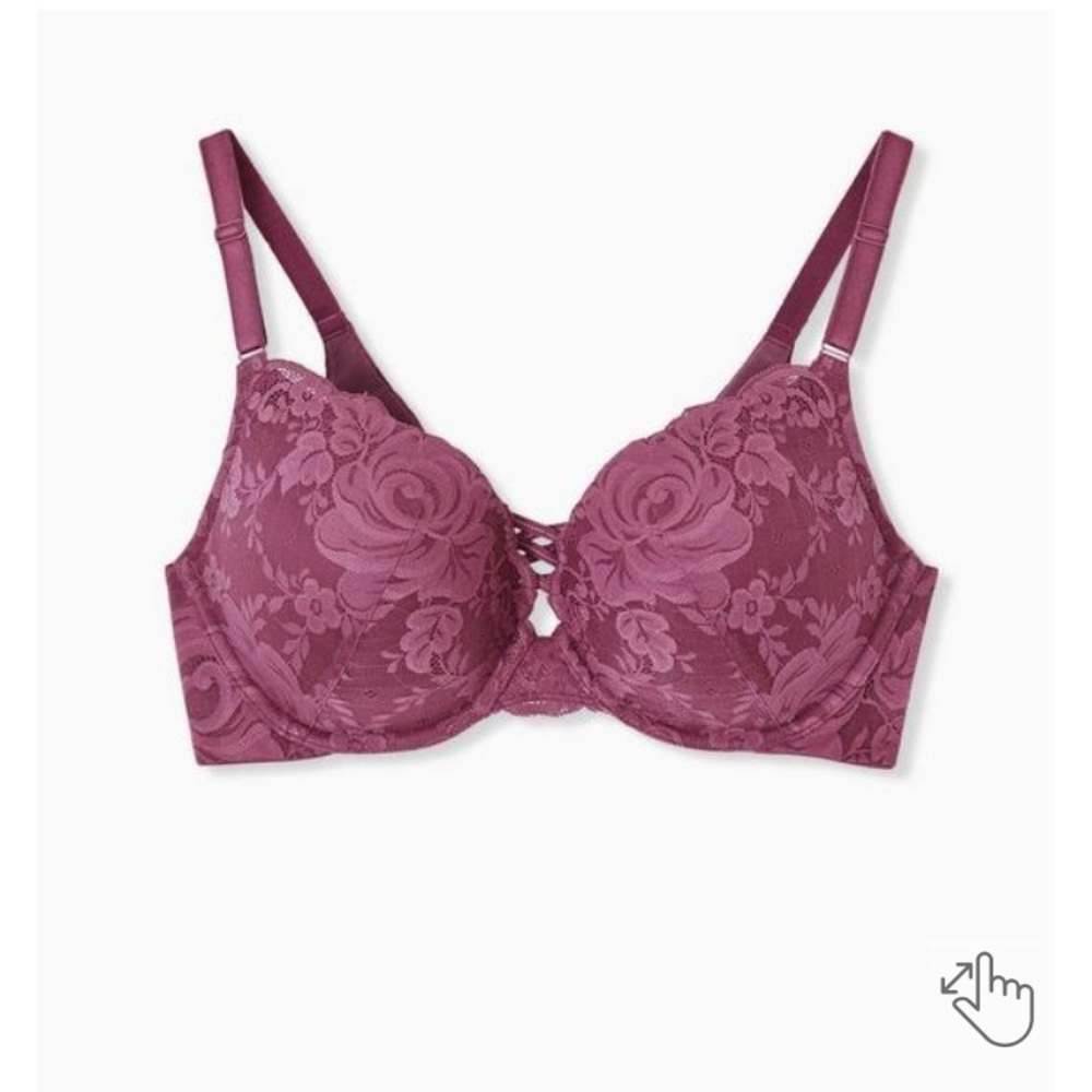 Torrid XO PLUNGE PUSH-UP EXPLODED FLORAL LACE 360° BACK SMOOTHING™ BRA 44D